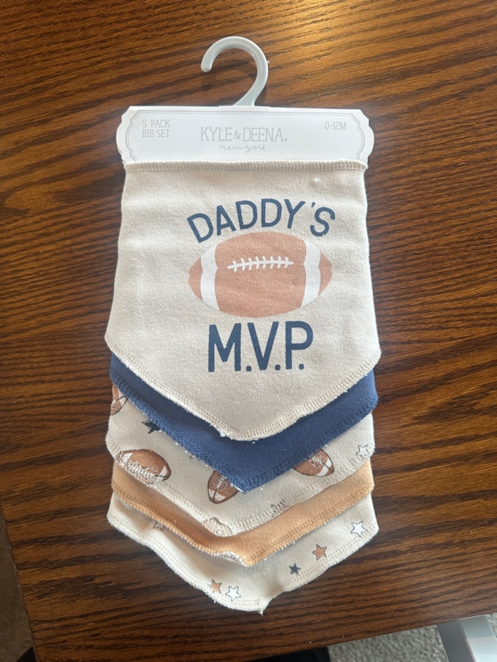 Kyle & Deena Baby Bib Set - Daddy's M.V.P. - Cream, Navy, Tan